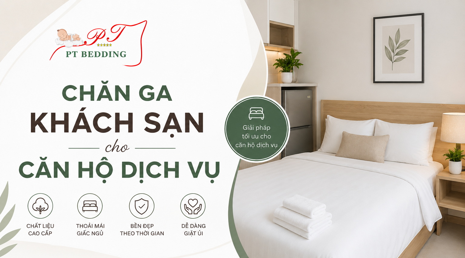 Chăn ga khách sạn cho căn hộ dịch vụ