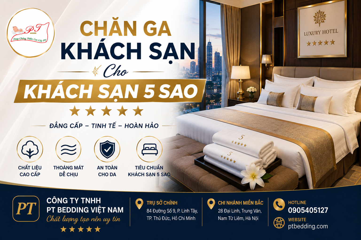 Chăn ga khách sạn cho khách sạn 5 sao