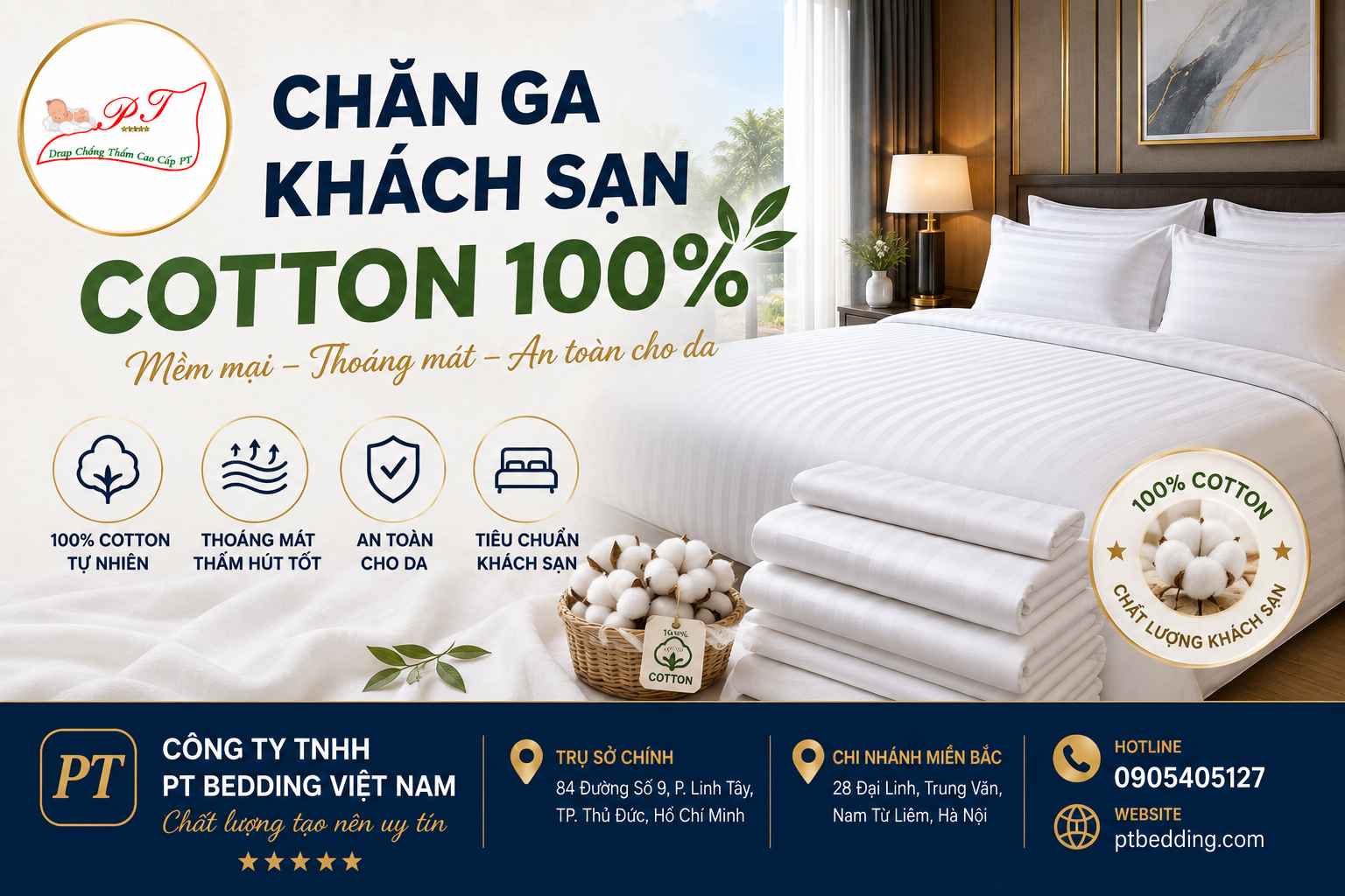 Chăn ga khách sạn cotton 100%