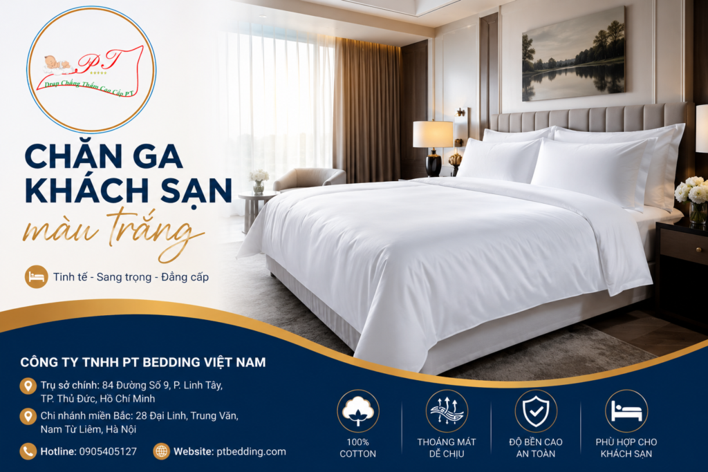 Chăn ga khách sạn màu trắng