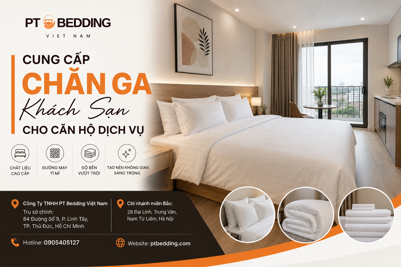 Cung cấp chăn ga khách sạn cho căn hộ dịch vụ
