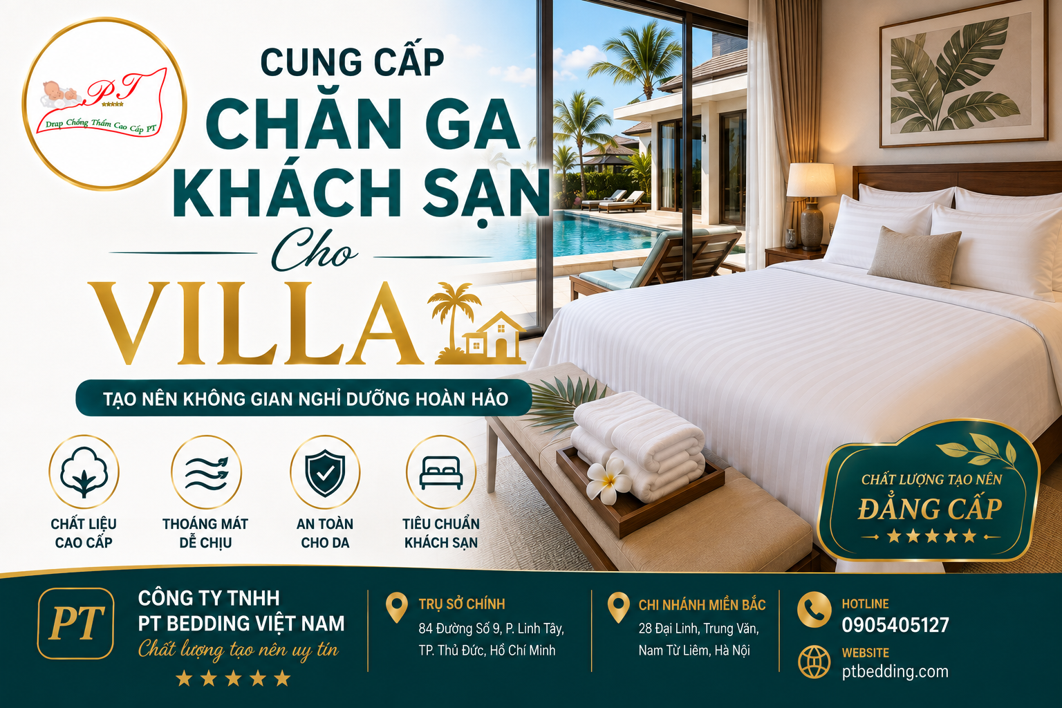 Cung cấp chăn ga khách sạn cho villa