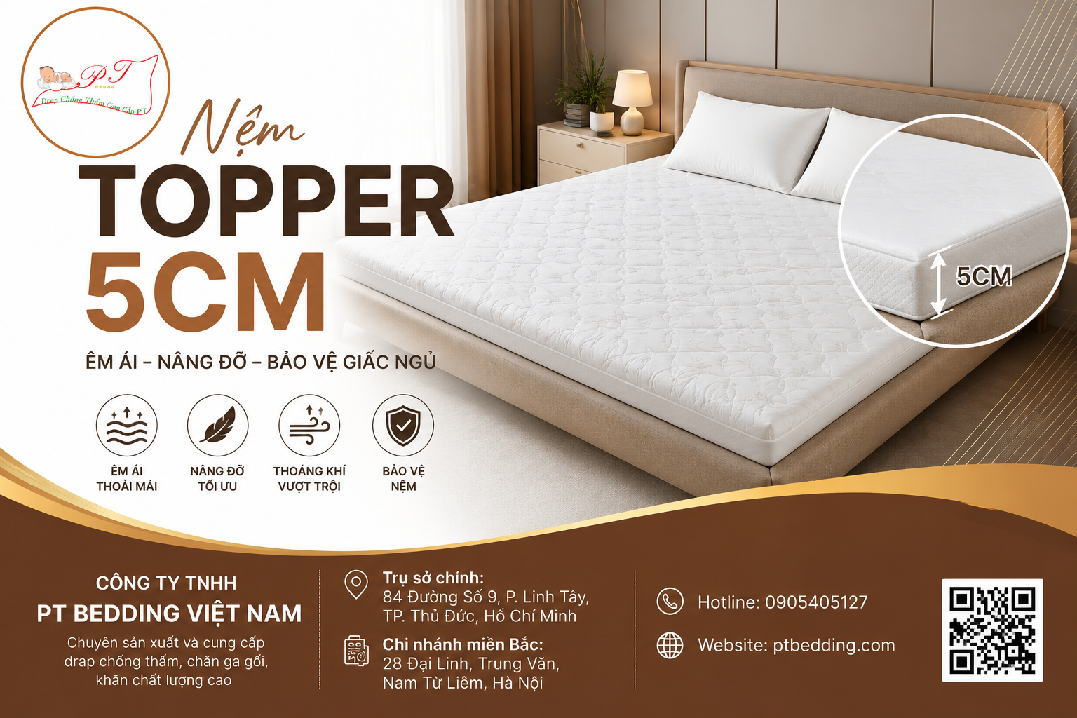 Nệm topper 5cm