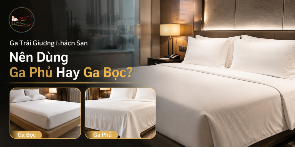 Ga trải giường khách sạn nên dùng ga phủ hay ga bọc?
